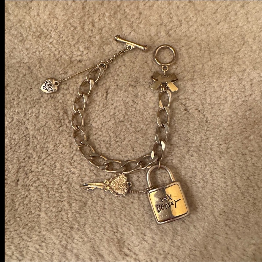Vintage Betsey Johnson lock & key charm bracelet